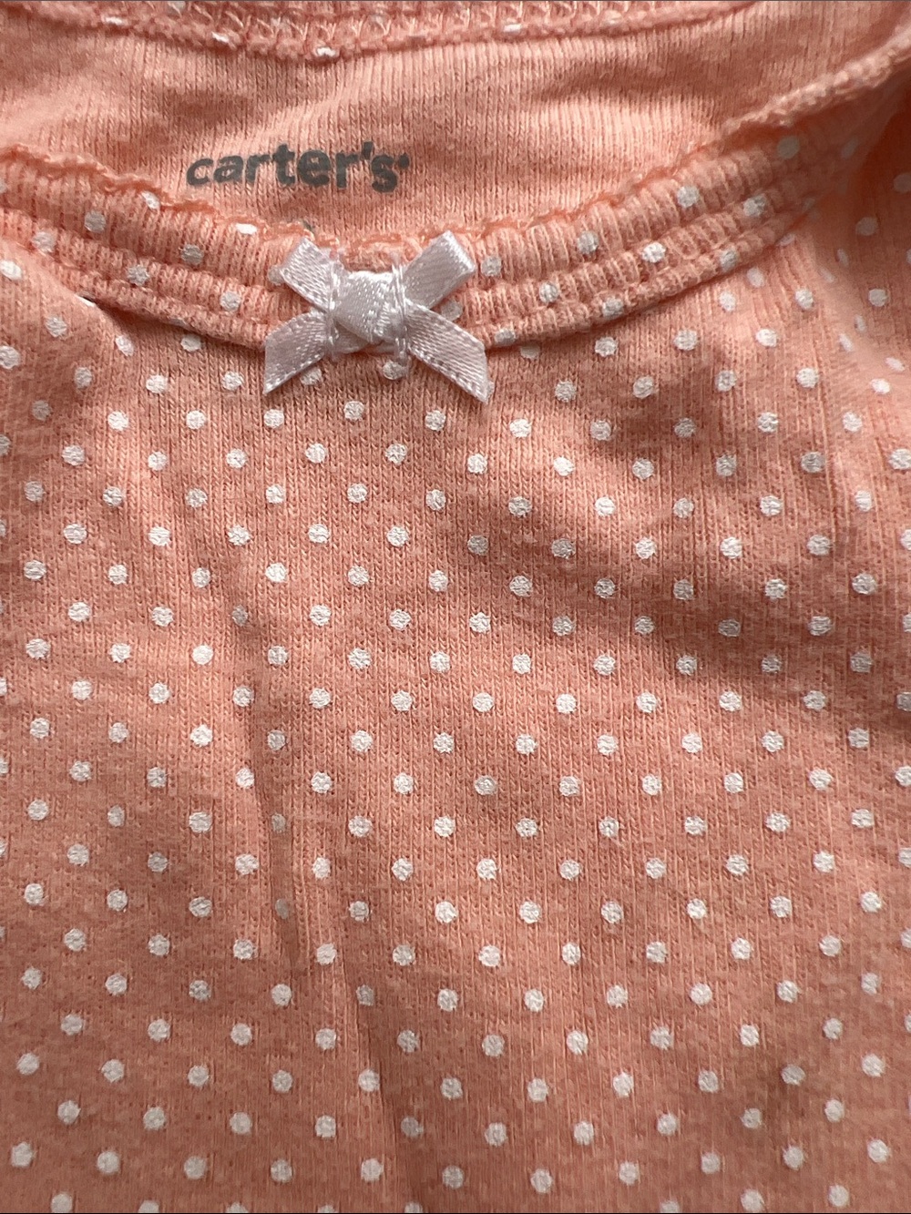 Carter's Peach Polka-Dot Short Sleeve Baby One-Piece - Picture 3 of 4